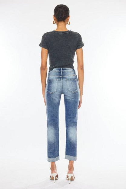 High Rise Cuffed Slim Straight Jeans Eye Candy Sensation