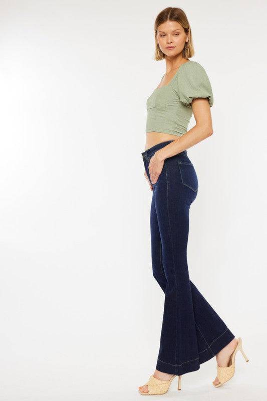 High Rise Dark Wash Flare Eye Candy Sensation