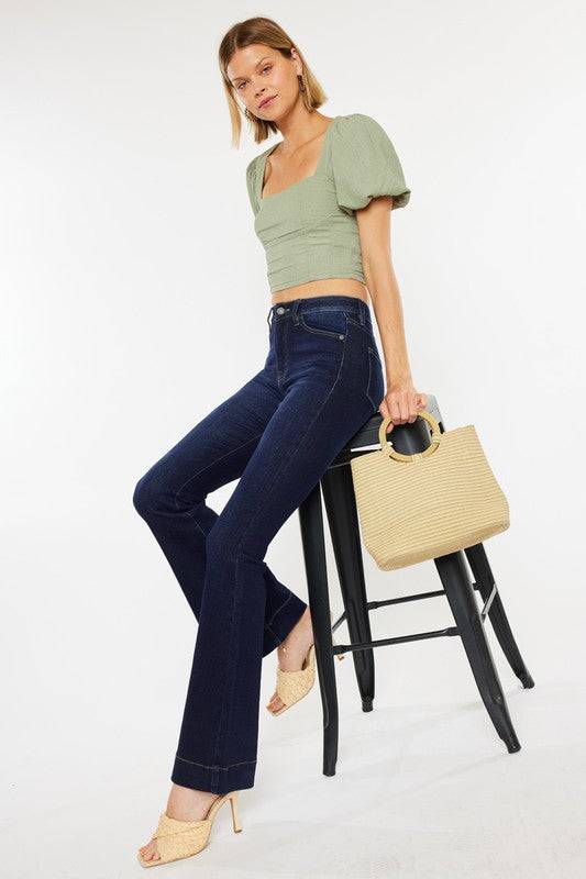 High Rise Dark Wash Flare Eye Candy Sensation