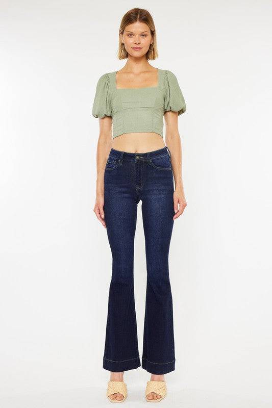 High Rise Dark Wash Flare Eye Candy Sensation