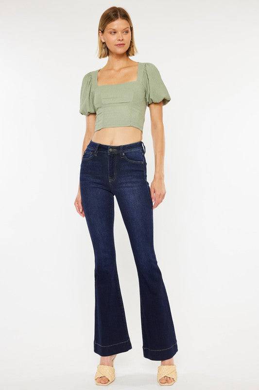 High Rise Dark Wash Flare Eye Candy Sensation