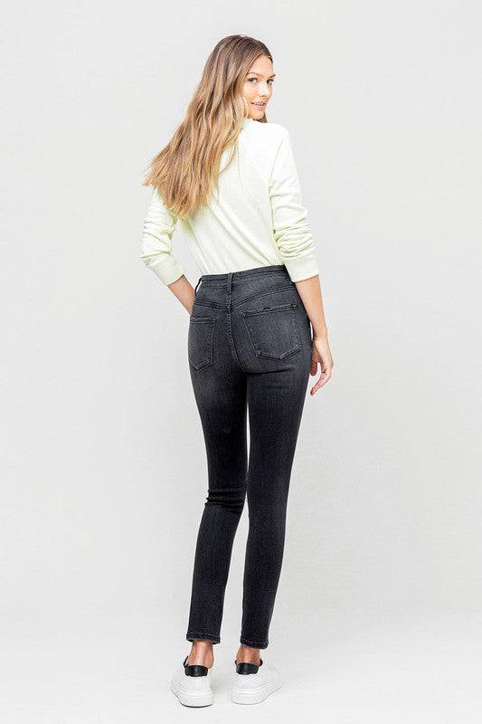 High Rise Distressed Button Fly Ankle Skinny Eye Candy Sensation