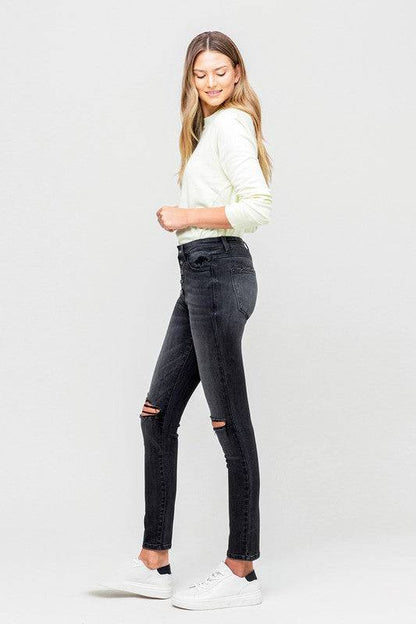High Rise Distressed Button Fly Ankle Skinny Eye Candy Sensation
