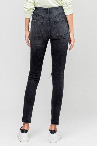 High Rise Distressed Button Fly Ankle Skinny Eye Candy Sensation