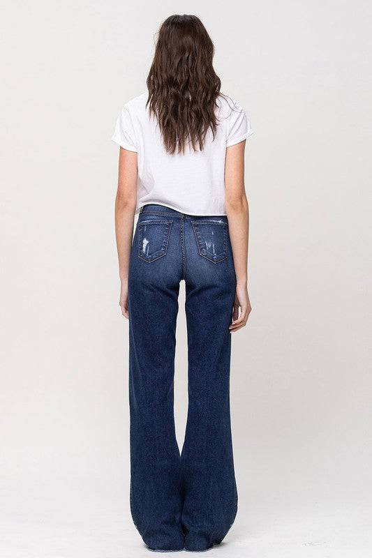 High Rise Distressed Wide Leg Jeans Eye Candy Sensation