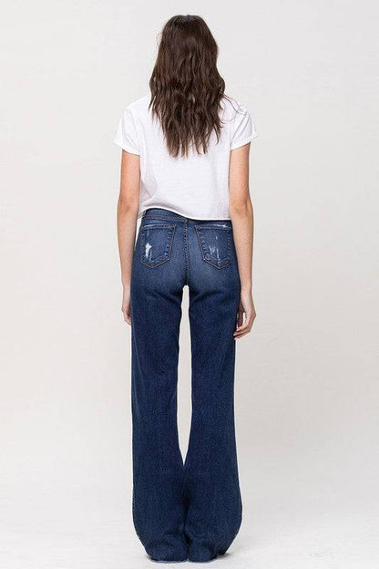 High Rise Distressed Wide Leg Jeans Eye Candy Sensation