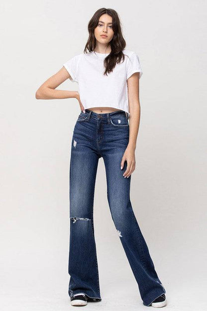 High Rise Distressed Wide Leg Jeans Eye Candy Sensation