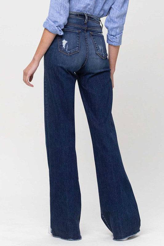High Rise Distressed Wide Leg Jeans Eye Candy Sensation