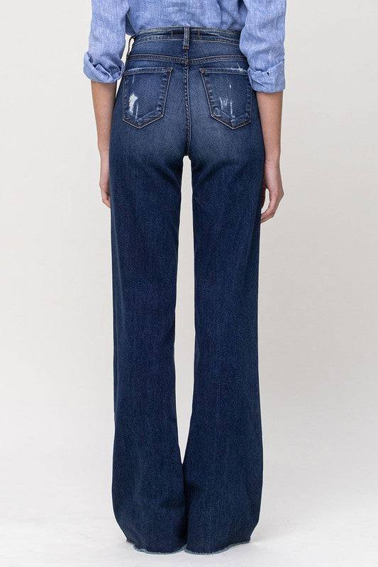 High Rise Distressed Wide Leg Jeans Eye Candy Sensation