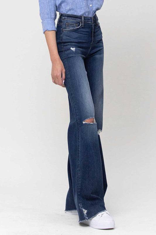 High Rise Distressed Wide Leg Jeans Eye Candy Sensation