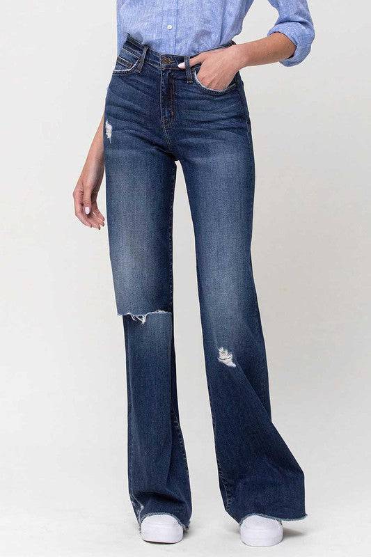 High Rise Distressed Wide Leg Jeans Eye Candy Sensation