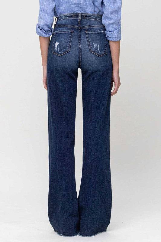 High Rise Distressed Wide Leg Jeans Eye Candy Sensation