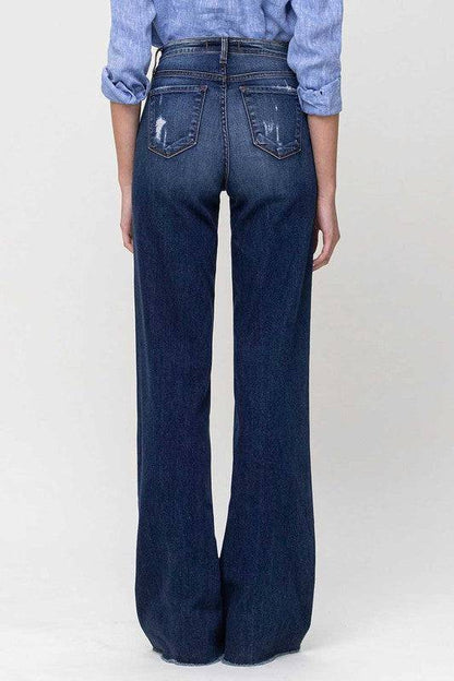 High Rise Distressed Wide Leg Jeans Eye Candy Sensation