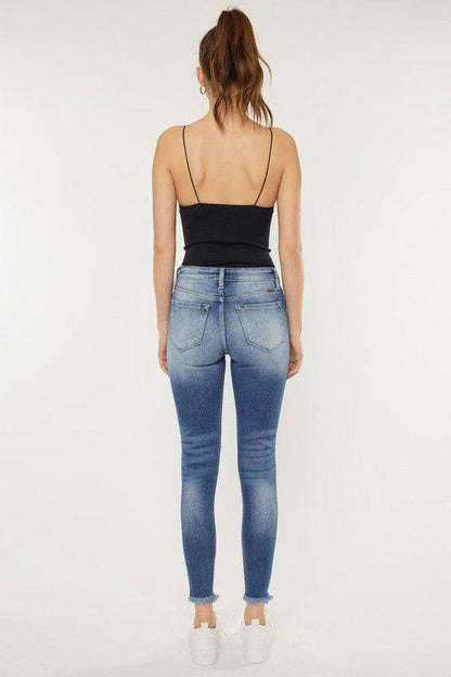 High Rise Fray Hem Ankle Skinny - KC9130M Eye Candy Sensation