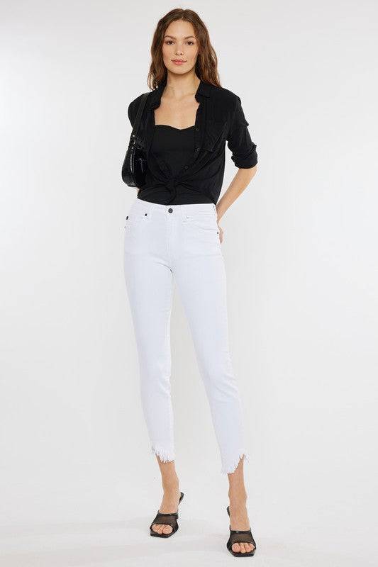 High Rise Hem Detail Ankle Skinny Jeans Eye Candy Sensation