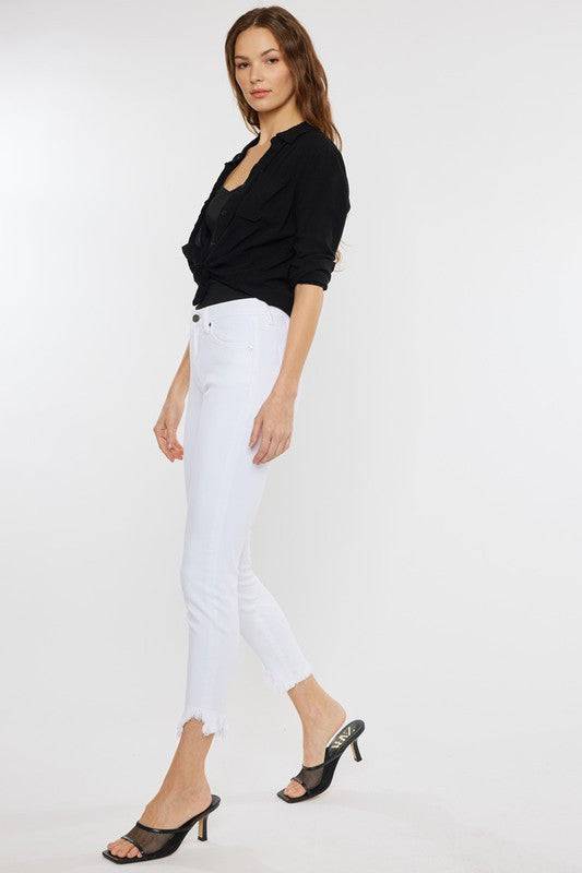 High Rise Hem Detail Ankle Skinny Jeans Eye Candy Sensation