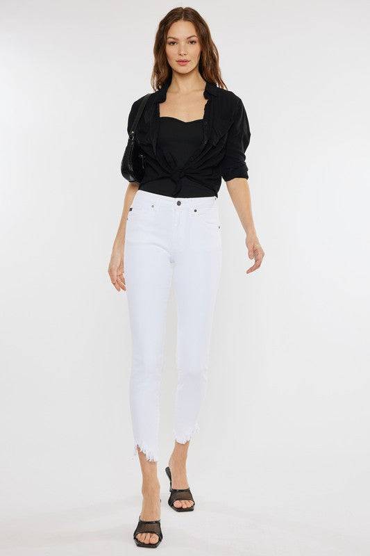 High Rise Hem Detail Ankle Skinny Jeans Eye Candy Sensation