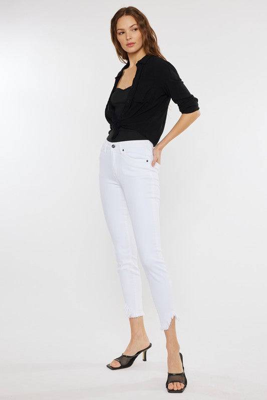 High Rise Hem Detail Ankle Skinny Jeans Eye Candy Sensation