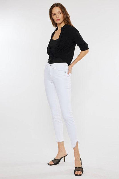 High Rise Hem Detail Ankle Skinny Jeans Eye Candy Sensation