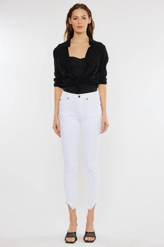 High Rise Hem Detail Ankle Skinny Jeans Eye Candy Sensation