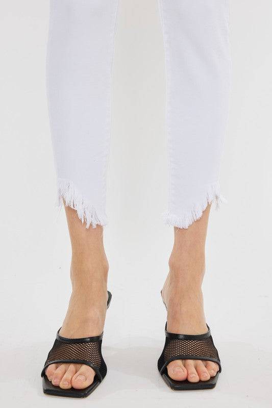 High Rise Hem Detail Ankle Skinny Jeans Eye Candy Sensation