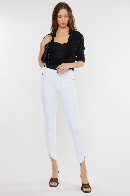 High Rise Hem Detail Ankle Skinny Jeans Eye Candy Sensation