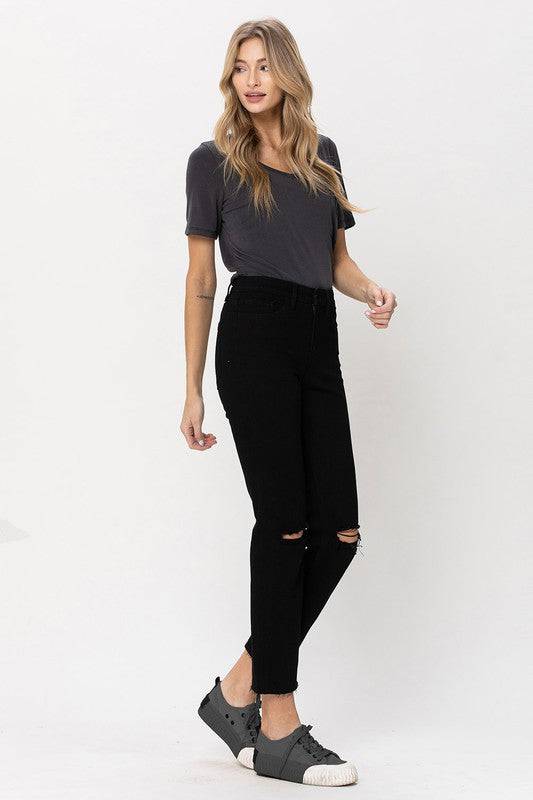 High Rise Straight w Raw Hem Eye Candy Sensation