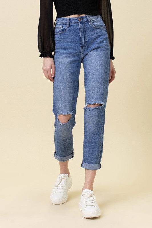 High Waisted Boyfriend Jeans Eye Candy Sensation