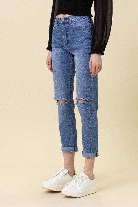 High Waisted Boyfriend Jeans Eye Candy Sensation