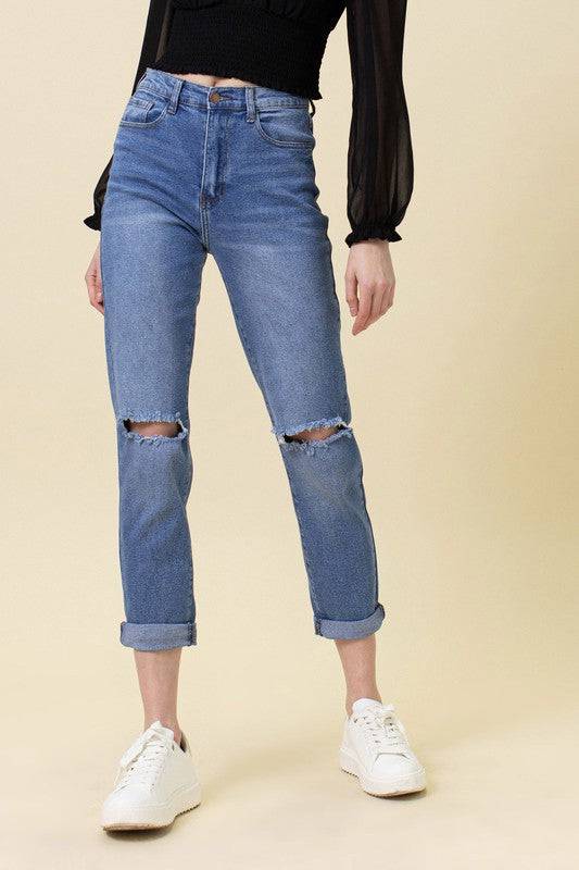 High Waisted Boyfriend Jeans Eye Candy Sensation