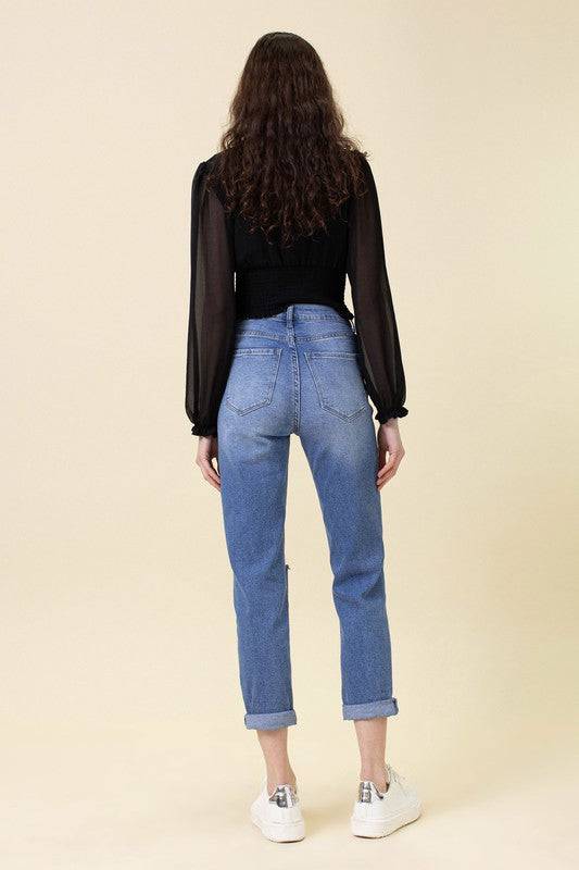 High Waisted Boyfriend Jeans Eye Candy Sensation