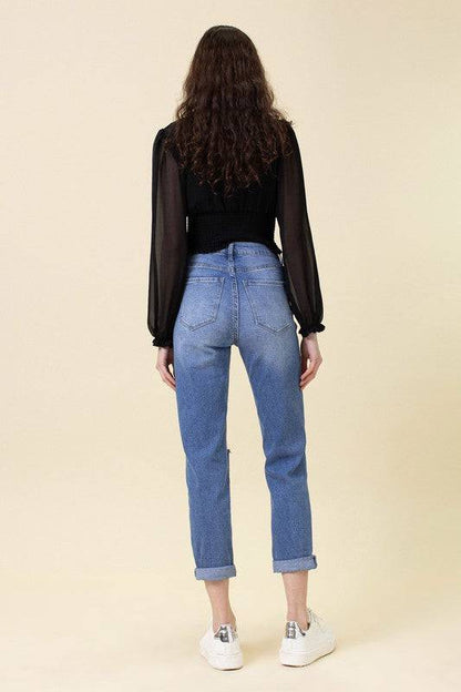 High Waisted Boyfriend Jeans Eye Candy Sensation