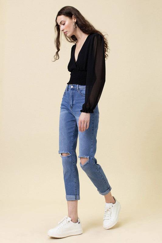 High Waisted Boyfriend Jeans Eye Candy Sensation