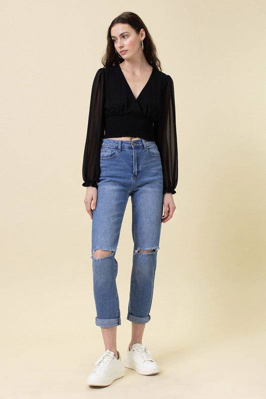 High Waisted Boyfriend Jeans Eye Candy Sensation
