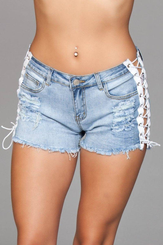 J6BL Double Up Shorts - Light Wash Eye Candy Sensation