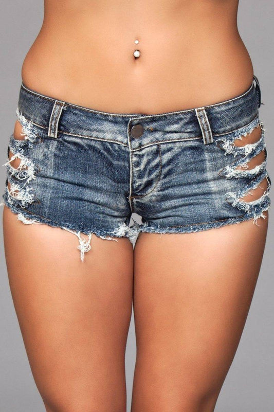 J7BL Distressed Side Cutout Shorts - Medium Wash Eye Candy Sensation