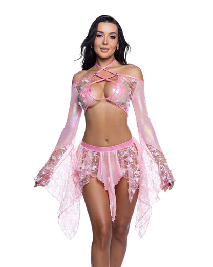 JR262 - Sequin Butterfly Top & Skirt Set