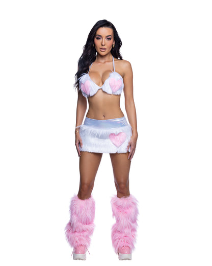 JR302 - Faux Fur Heart Skirt & Top Set