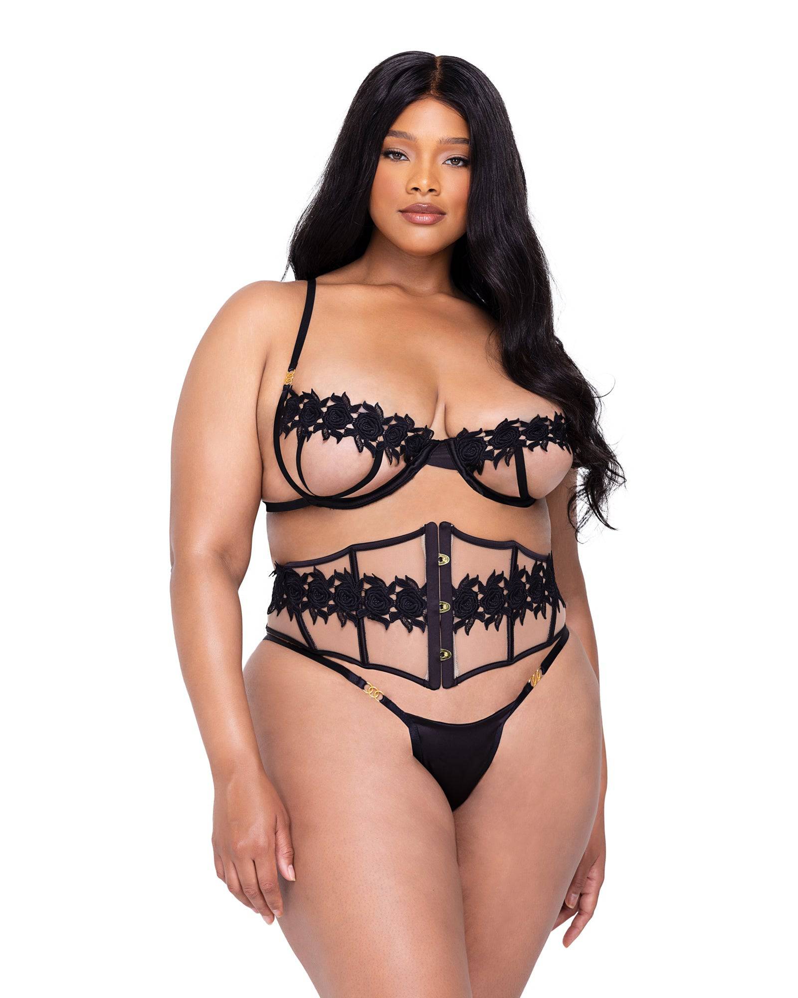 LI648 - Ebony Rose 3-Piece Waspie Short Set Roma Costume, Inc.