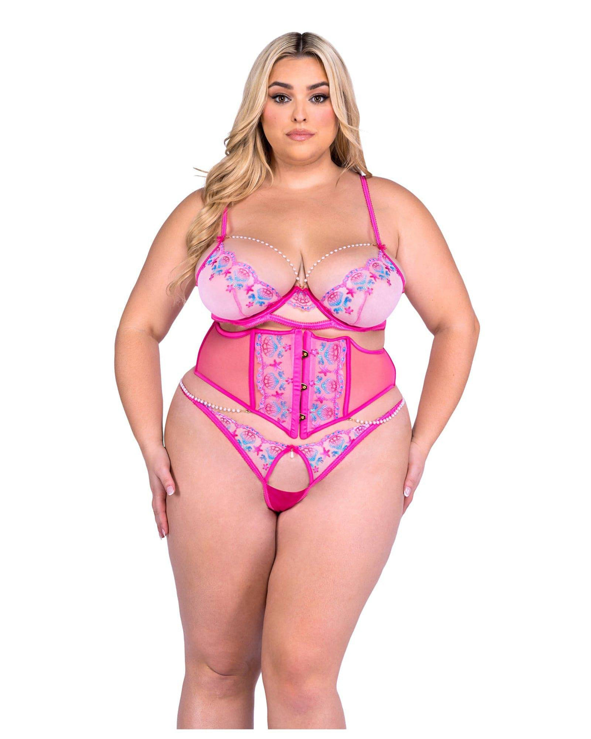 LI694 - Sultry Siren 3-Piece Waspie Bra Set Roma Confidential