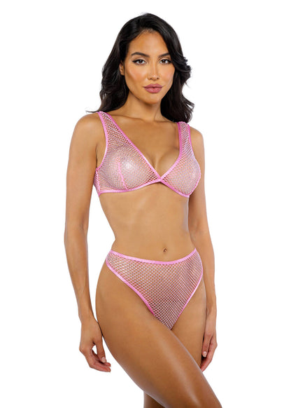 LI729 - Think Pink Rhinestone Tube 2-Piece Short Set - Eye Candy Sensation
