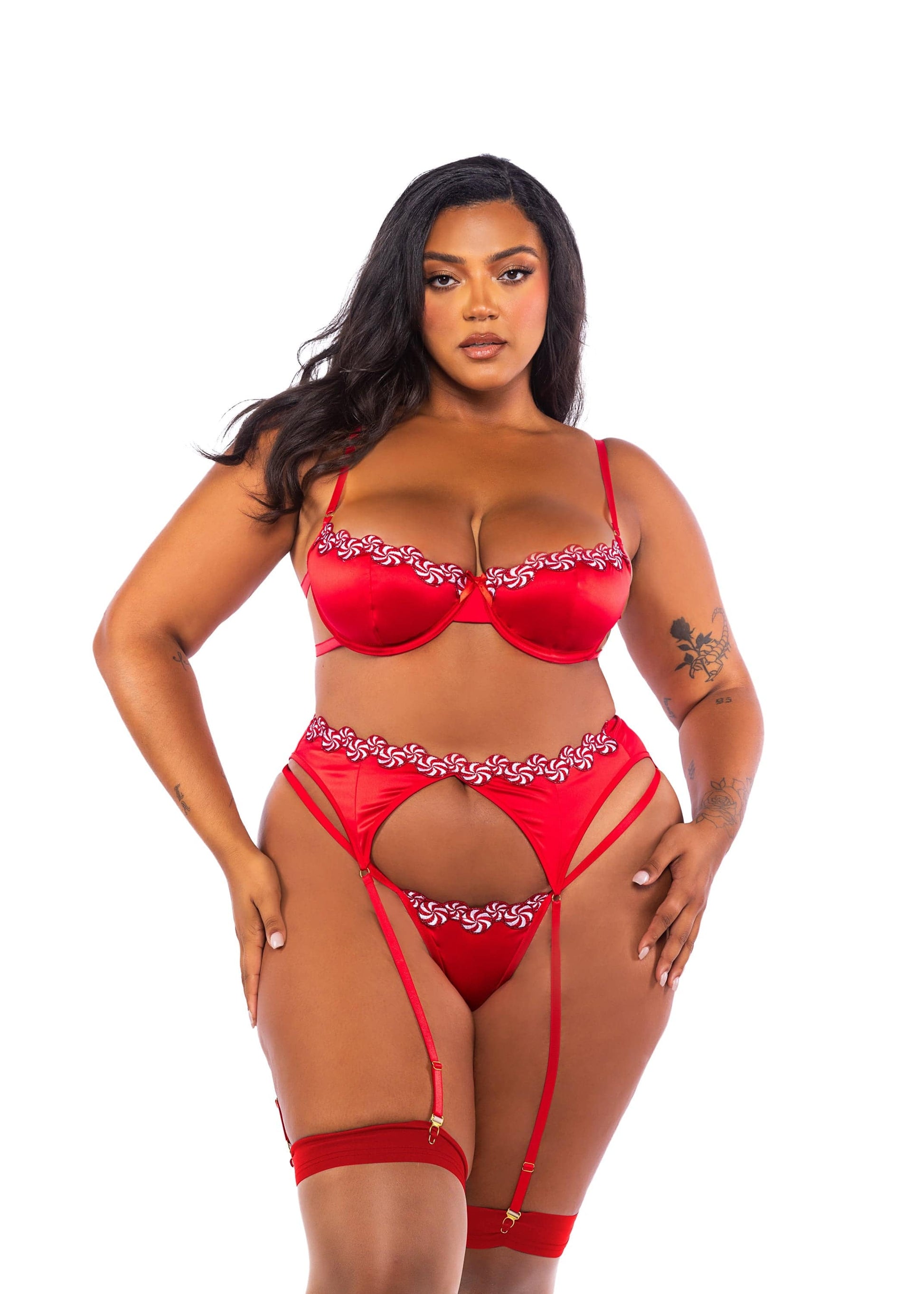 LI762 - Peppermint Kiss 3-Piece Garter Set - Eye Candy Sensation