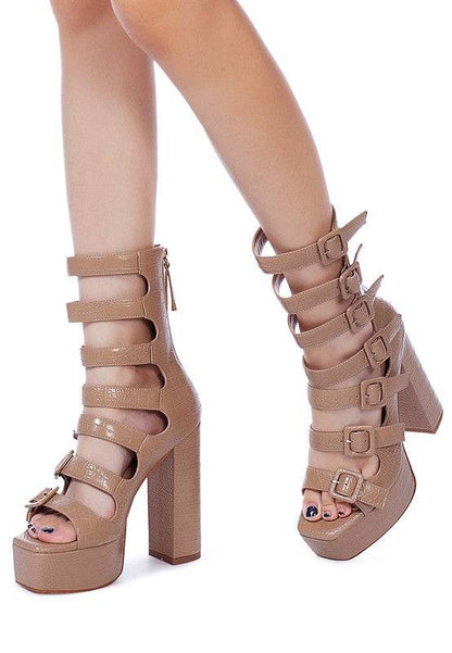 LONDON RAG SAROUCHI CAGED HIGH HEEL BUCKLE SANDAL Eye Candy Sensation