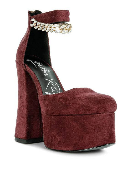 Lucky Me Block Platform Sandal With Metal Chain Eye Candy Sensation