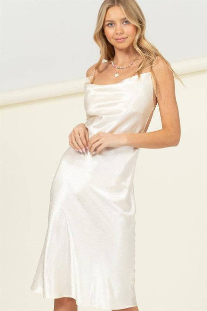 MEET YOU THERE COWL NECK MIDI DRESS Eye Candy Sensation