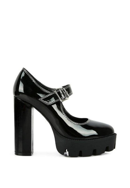 MILLENIAL BUG Patent High Heeled Mary Jane Shoes Eye Candy Sensation