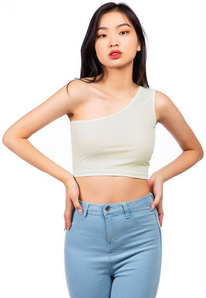 One Shoulder Knitted Crop Top Eye Candy Sensation