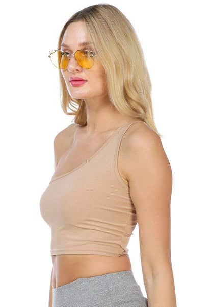 One Shoulder Knitted Crop Top Eye Candy Sensation