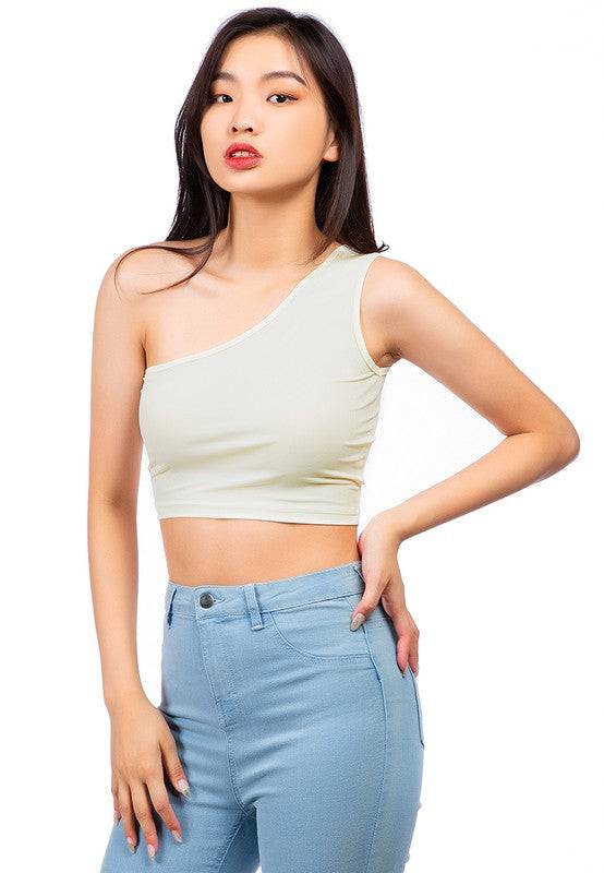 One Shoulder Knitted Crop Top Eye Candy Sensation