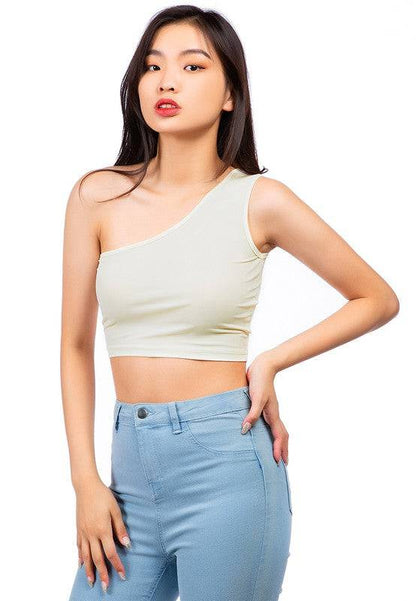 One Shoulder Knitted Crop Top Eye Candy Sensation